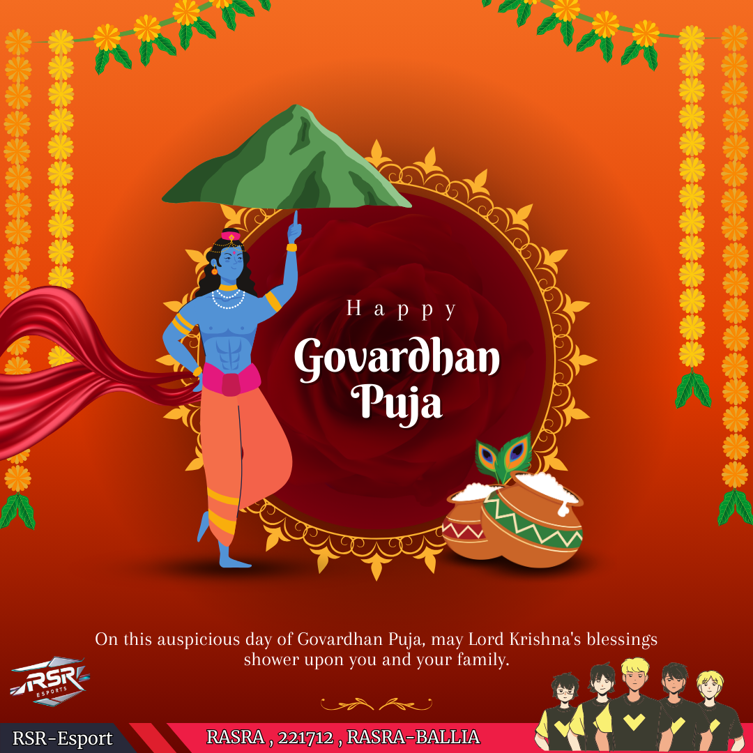 Orange Illustrative Govardhan Puja Instagram Post